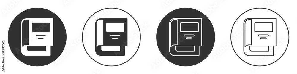 Black History book icon isolated on white background. Circle button. Vector. Black History book icon isolated on white background. Circle button. Vector.
