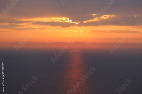 fiery sunset at sea