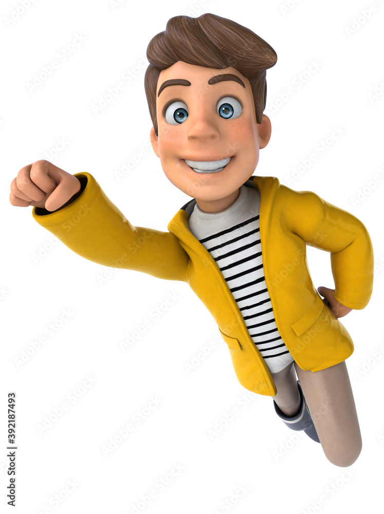 Fun cartoon kid with rain gear Fun cartoon kid with rain gear