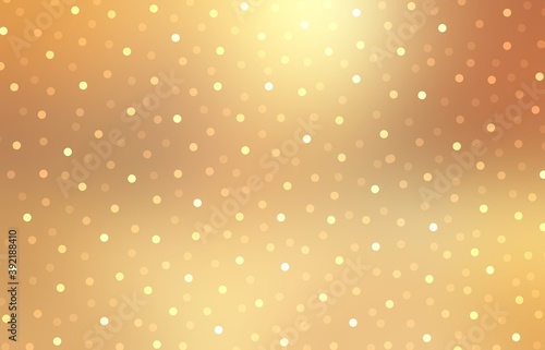 Classic holidays golden bokeh illustration. Shiny defocus yellow background decorated sparkles pattern. Xmas style.