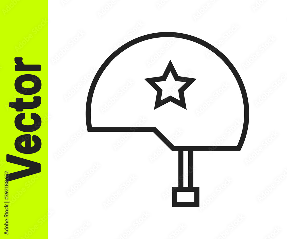 Black line Military helmet icon isolated on white background. Army hat symbol of defense and protect. Protective hat. Vector Illustration. Black line Military helmet icon isolated on white background. Army hat symbol of defense and protect. Protective hat. Vector Illustration.