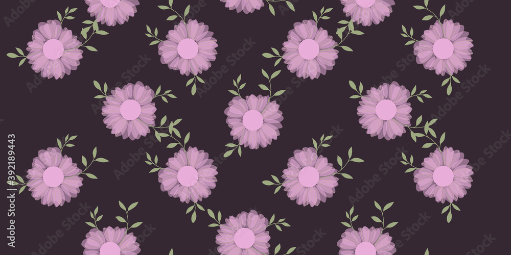 Fashionable cute pattern in native flowers on color background. Flower seamless surface design for textiles, fabrics, covers, wallpapers, print, gift wrapping or any purpose