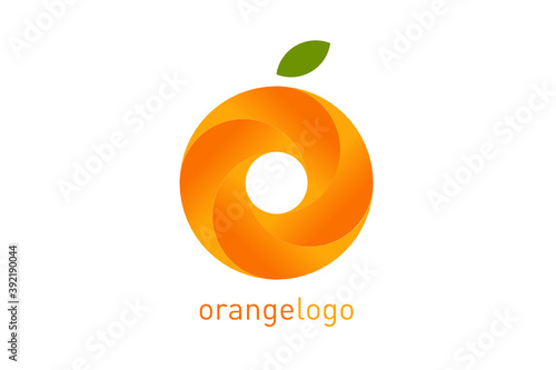 Orange logo design template, unique circular illustration vector