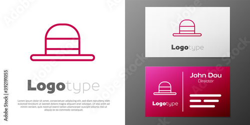 Logotype line Elegant women hat icon isolated on white background. Logo design template element. Vector.