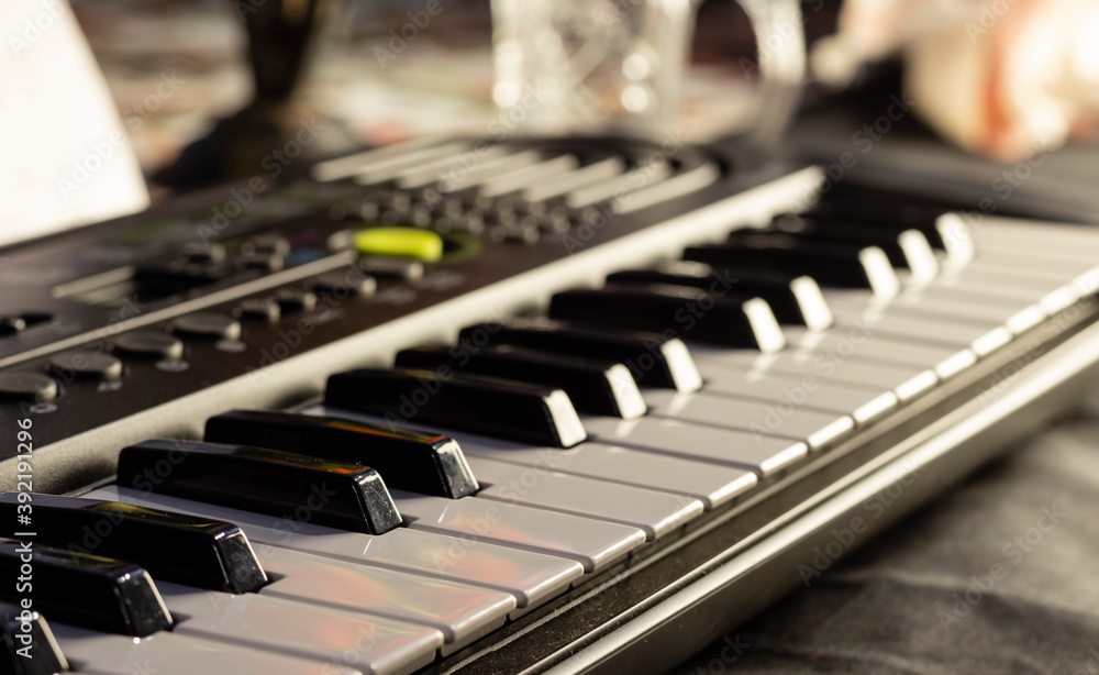 Selective focus of piano or keyboard Selective focus of piano or keyboard