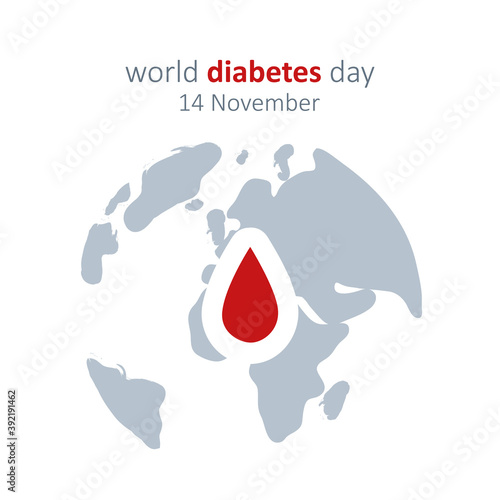 blue circle and finger with blood drop world diabetes day 14 november vector illustration EPS10