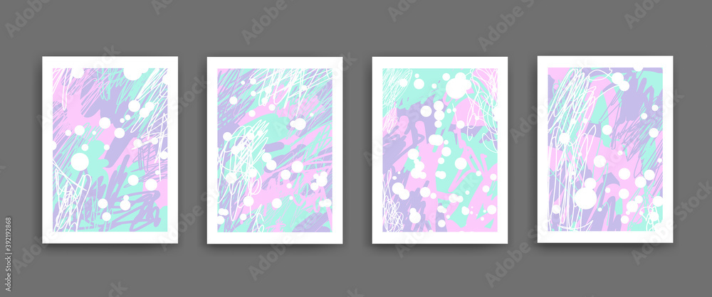 Abstract wall art vector set. Drawing with abstract geometric shapes