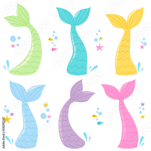 Mermaid tails collection. Vector illustration