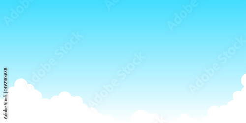 White fluffy Clouds soaring high in the blue sky cartoon background vector illustration.