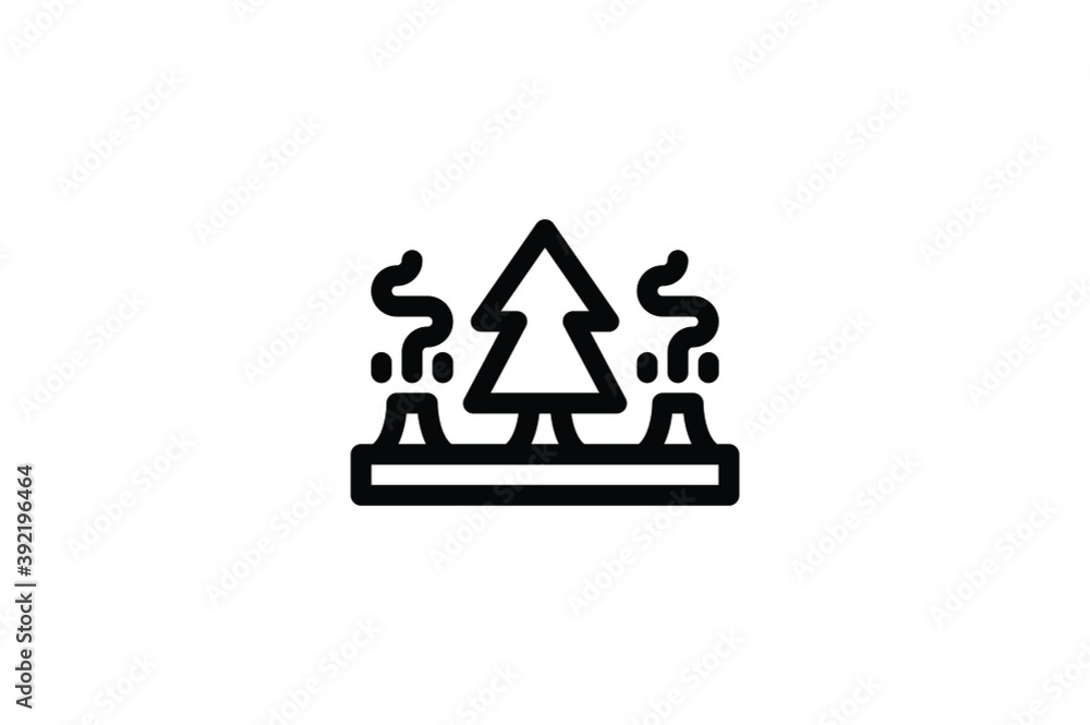 Pollution Outline Icon - Forest Fires Pollution Outline Icon - Forest Fires