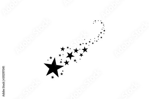 Stars on a white background. Black star shooting with an elegant star.Meteoroid  comet  asteroid  stars.