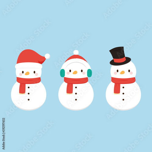 Snowman vector. Snowman character design. Christmas poster.