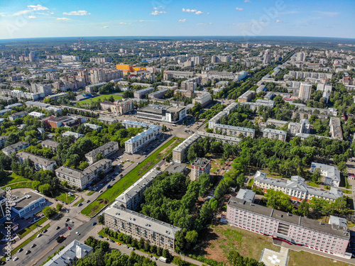 Aerial view of the intersection of Vorovsky Street and Oktyabrsky Avenue © vladok37