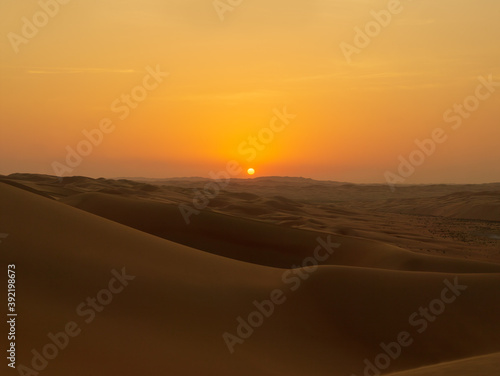 Fototapeta Naklejka Na Ścianę i Meble -  Romantic Dubai Desert Sunset, United Arab Emirates