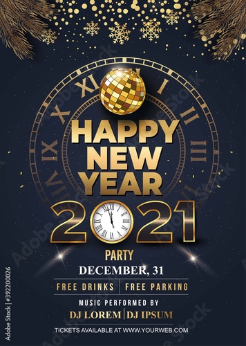 2021 Happy New Year Background for your Flyers and Greetings Card or new year themed party invitations