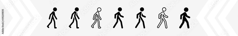 Walking Pedestrian Icon Set | Walk Sign Vector Illustration Logo | Walk Icons Isolated Collection