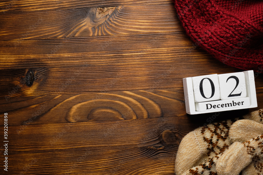 second day of winter month calendar december with copy space second day of winter month calendar december with copy space