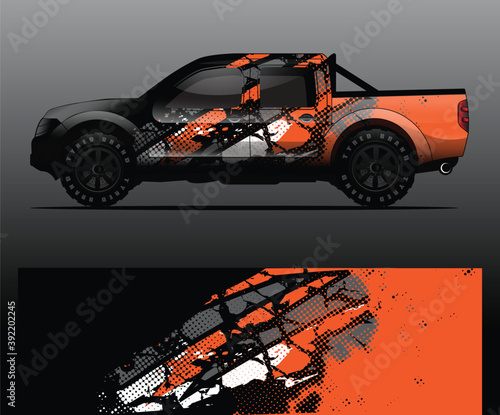 Truck decal, cargo van and car wrap vector, Graphic abstract grunge stripe designs for wrap branding vehicle