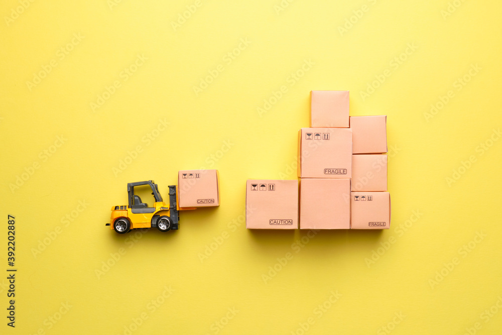 Obraz premium Abstract forklift for loading goods into a warehouse