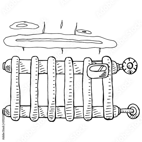 Radiator. Vector illustration of radiator. Hand drawn home radiator.