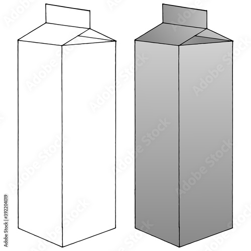 Carton pack for juice, milk and other drinks. Vector illustration of a cardboard package for liquid.