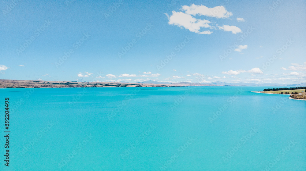 Pukaki Lake and Mount Cook in New Zealand.