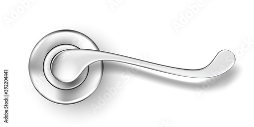 Door handle isolated on white background. Realistic chrome doorknob for home, hotel or office. Decorative silver security element vector illustration. Modern design, metal object for safety