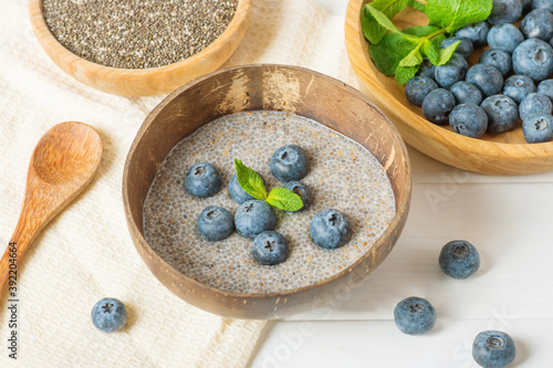 Chia seed pudding made with blueberries