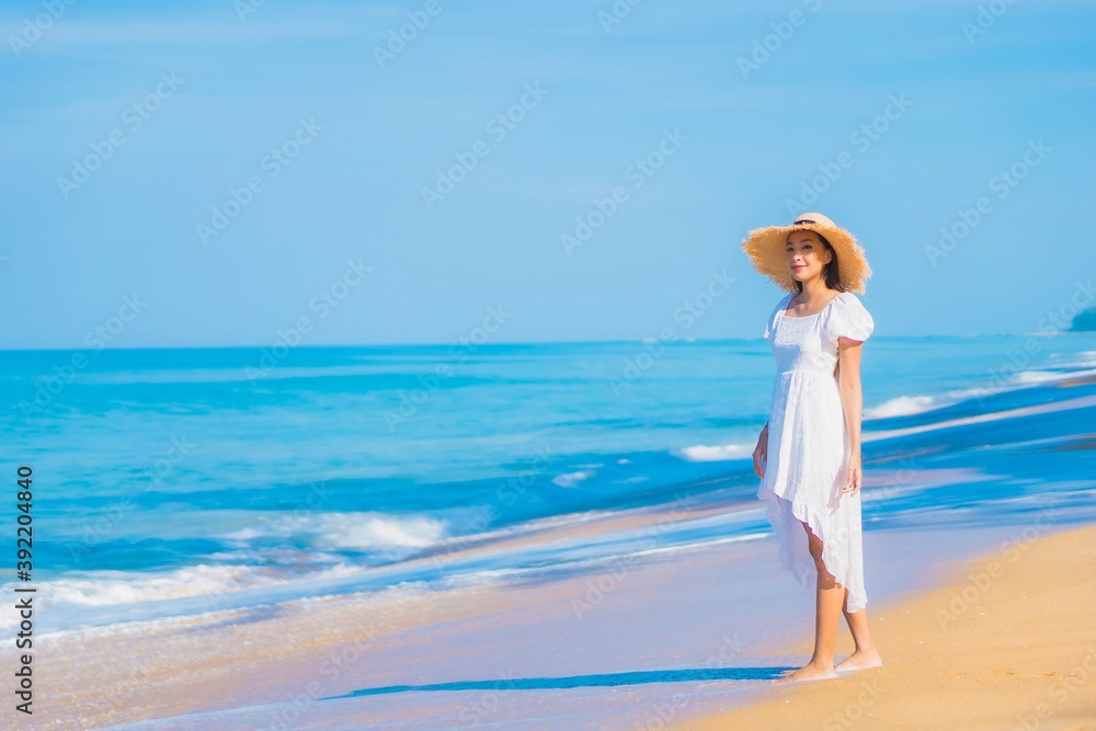 Portrait beautiful young asian woman relax smile leisure around sea beach ocean Portrait beautiful young asian woman relax smile leisure around sea beach ocean