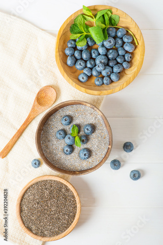 Chia seed pudding made with blueberries