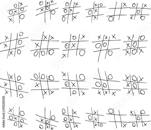 Playing on paper tic-tac-toe. A fun game.
