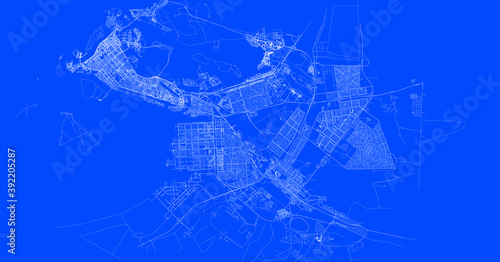 Valokuva Blueprint of Abu Dhabi city of Emirates Arabes Unis, One Color Map, color change