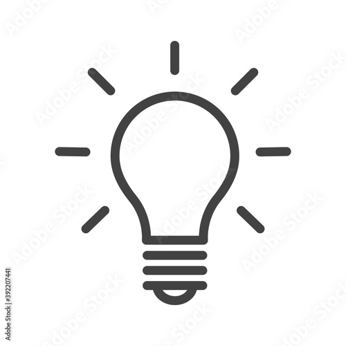 Light bulb outline icon. Ideas, solution, electricity symbol. Vector.