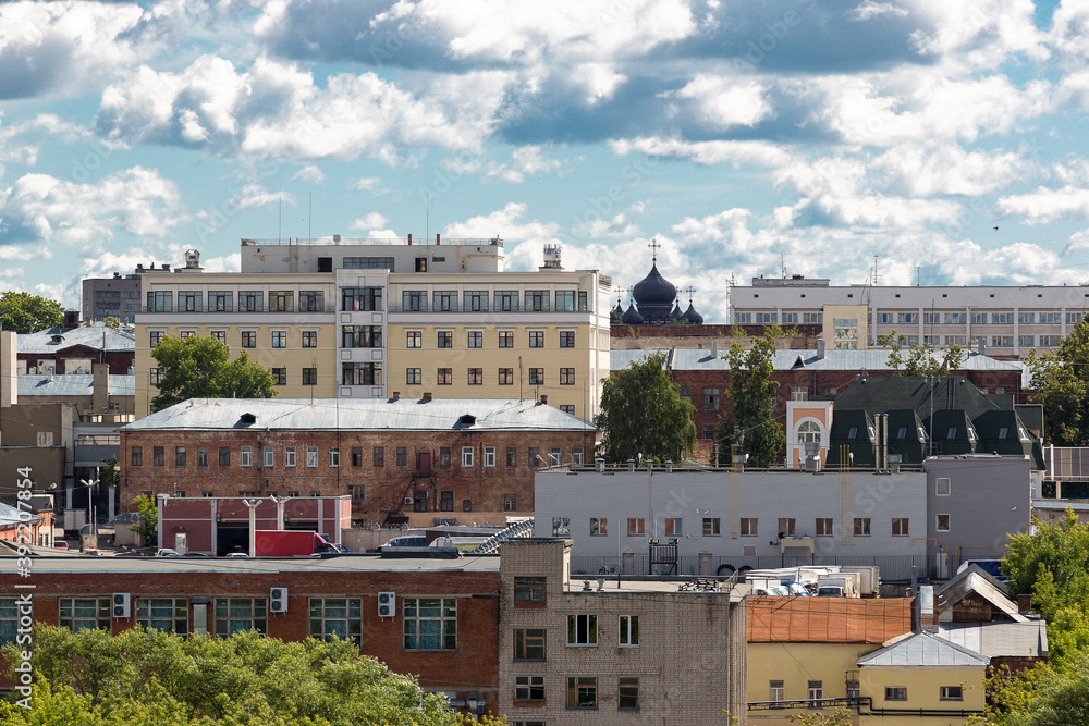view of the city of Ivanovo from the window in early sunny summer