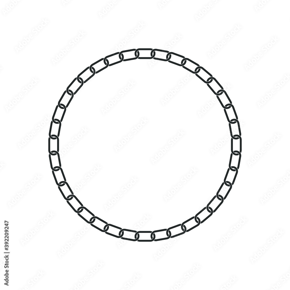 Frame from chain isolated on white background. Chain form circle graphic symbol. Vector illustration