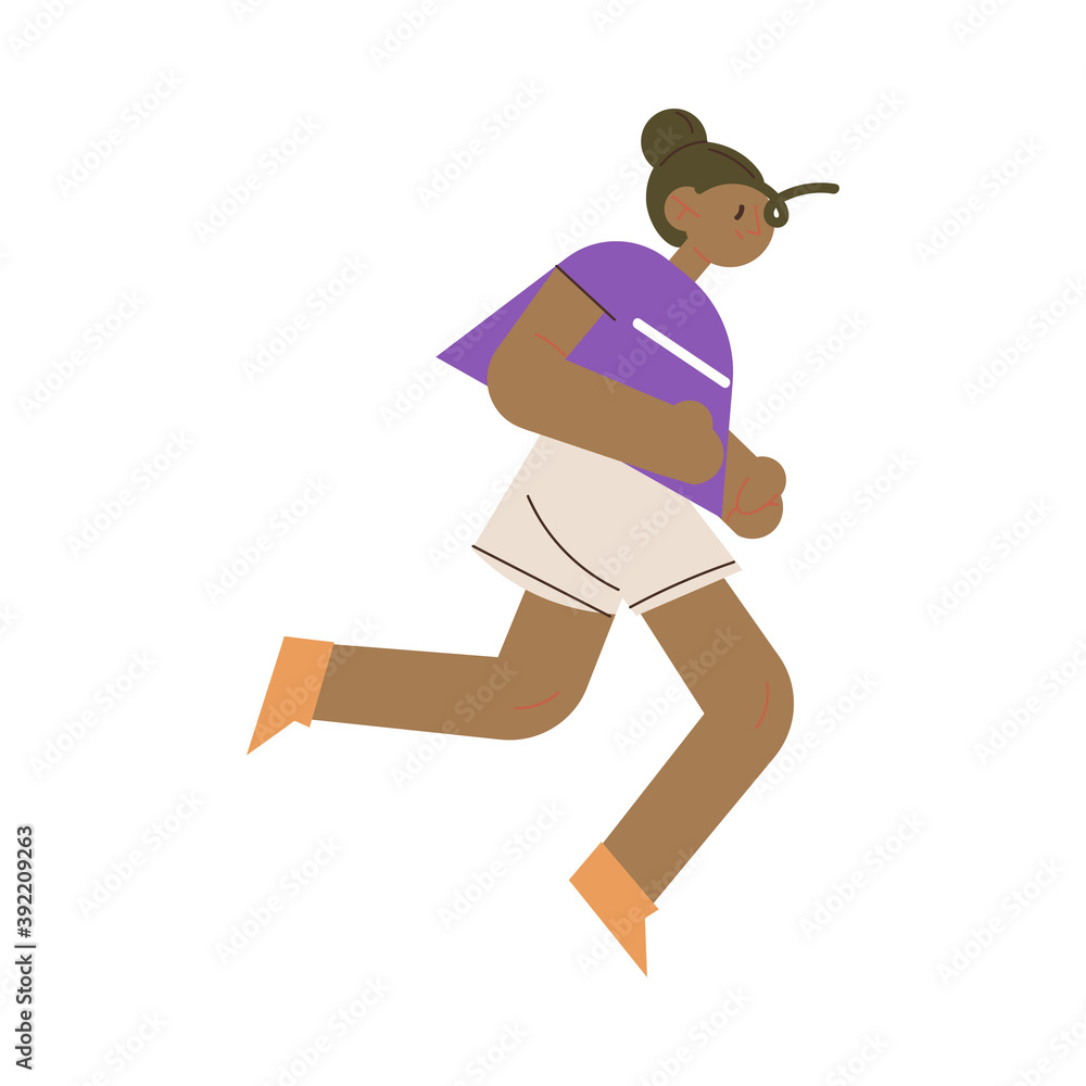 Φωτογραφία Young black girl athlete sportsman running and trying to win in competition