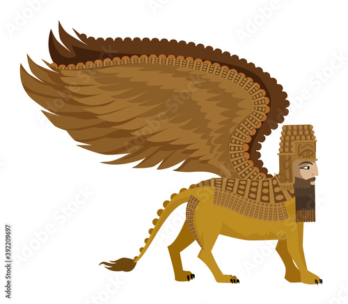 lamassu sumerian mythology hybrid deity winged animal with human head photo
