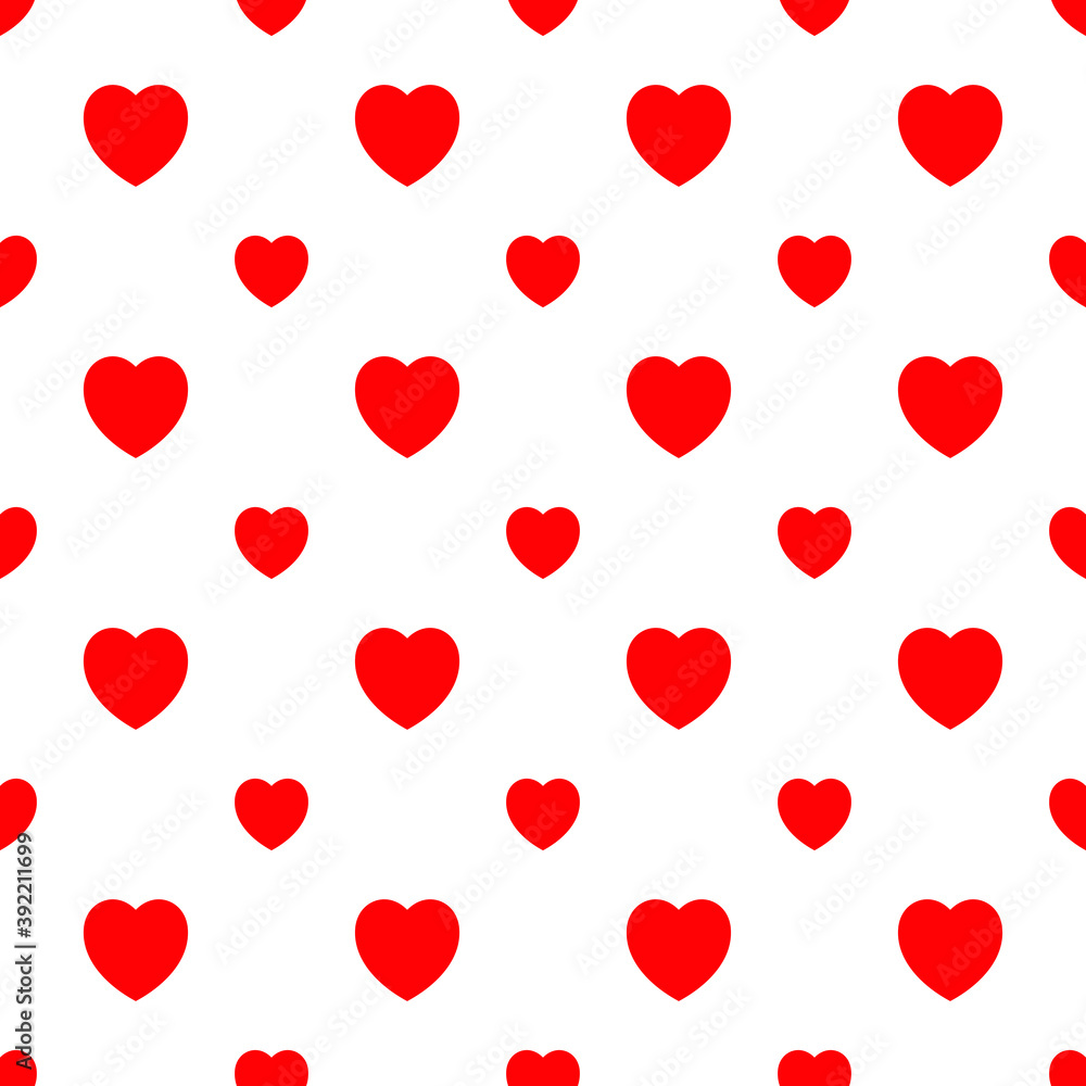 Tile vector seamless pattern with red hearts on white background Tile vector seamless pattern with red hearts on white background