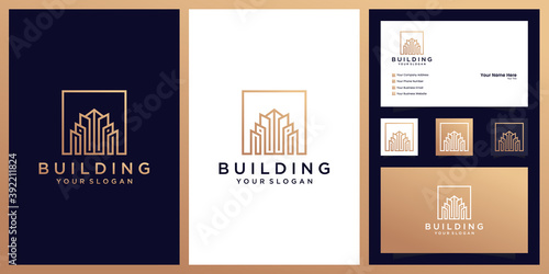 Luxury building logos with line style and business card inspiration