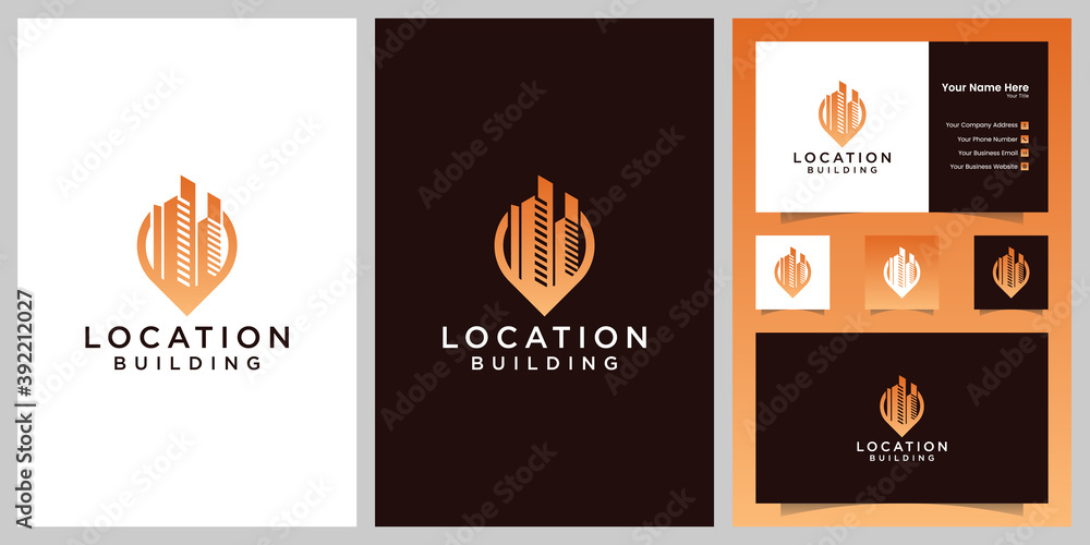 building and location logo design template and business card
