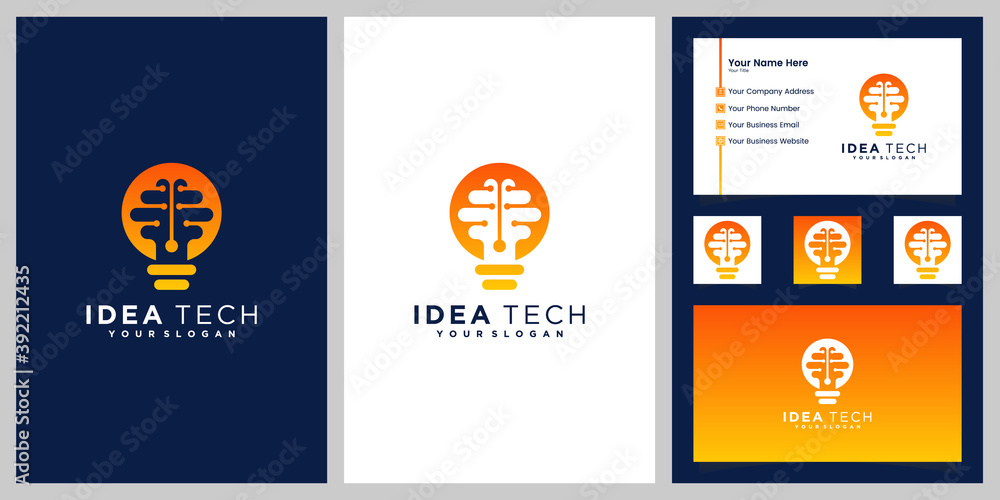 Light Bulb Idea With Brain Vector Logo Template and business card Light Bulb Idea With Brain Vector Logo Template and business card