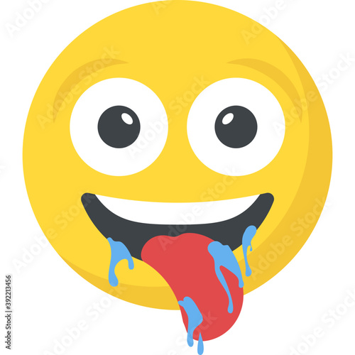 
A smiley face drooling with open mouth
