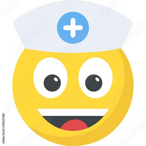 
Flat icon design of nurse emoticon 
