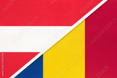 Austria and Romania  symbol of national flags from textile.
