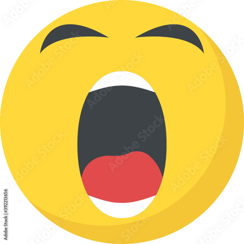 
Flat icon design of a smiley yawning
