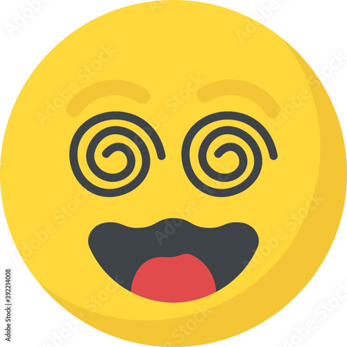 
Flat emoji icon design with spiral eyes, dizzy emoji 
