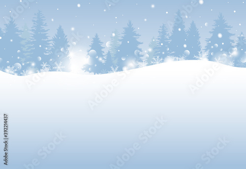 Winter and Christmas design 0f pine tree with snowfall vector illustration