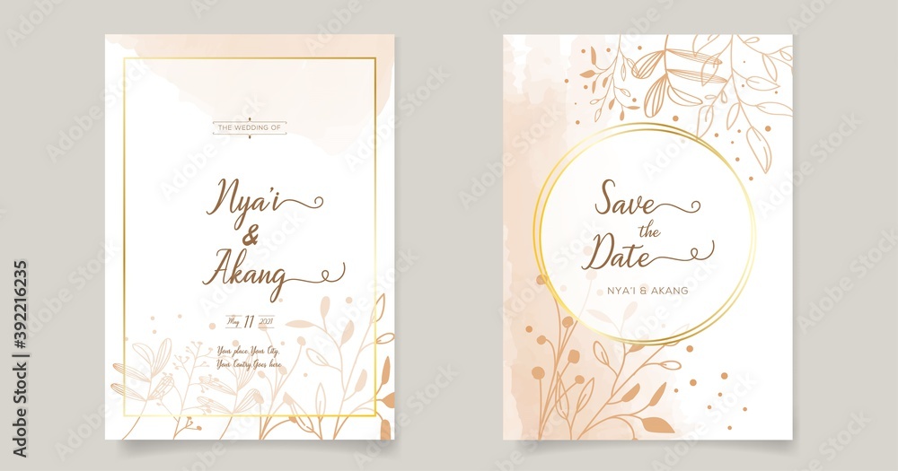 floral wedding invitations card template
