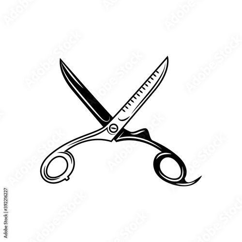 Scissors icon, cutout silhouette. Scissors, cut out icon for plotter or laser cutting.