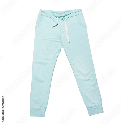 sport pants for man woman and children on over the white background